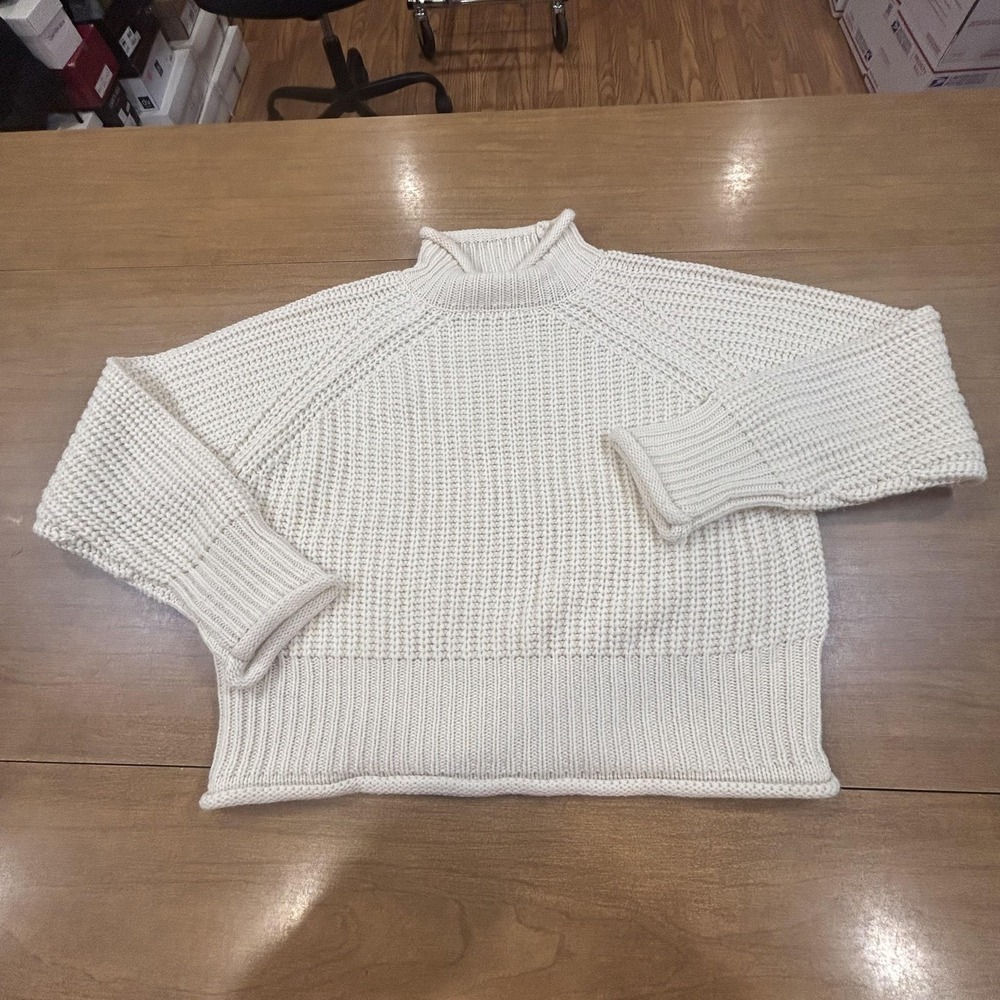 Harper Heritage Sweater Womens Medium White Chunky Knit Turtleneck Pullover